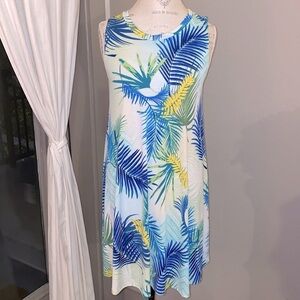 Yee tropical green blue white sun dress sleeveless​​​